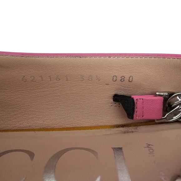 Gucci Horsebit Chain Pointed Toe Ballet Flat Size 38.5 US 8.5 Pink Gold Silver - Picture 8 of 12